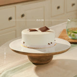 Caramel enamelled wood cake stand