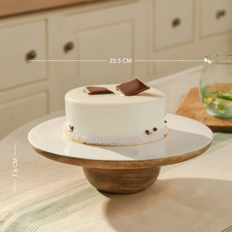 caramel enamelled wood cake stand