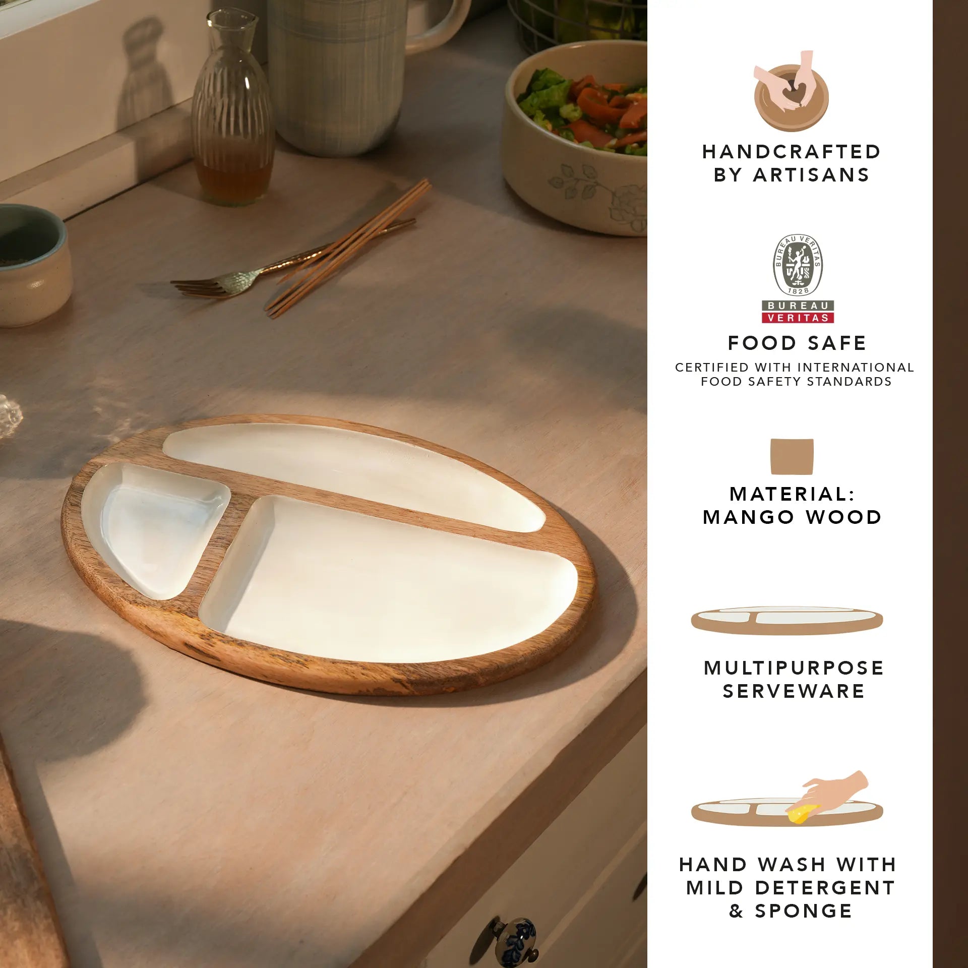 caramel enamelled wooden platter