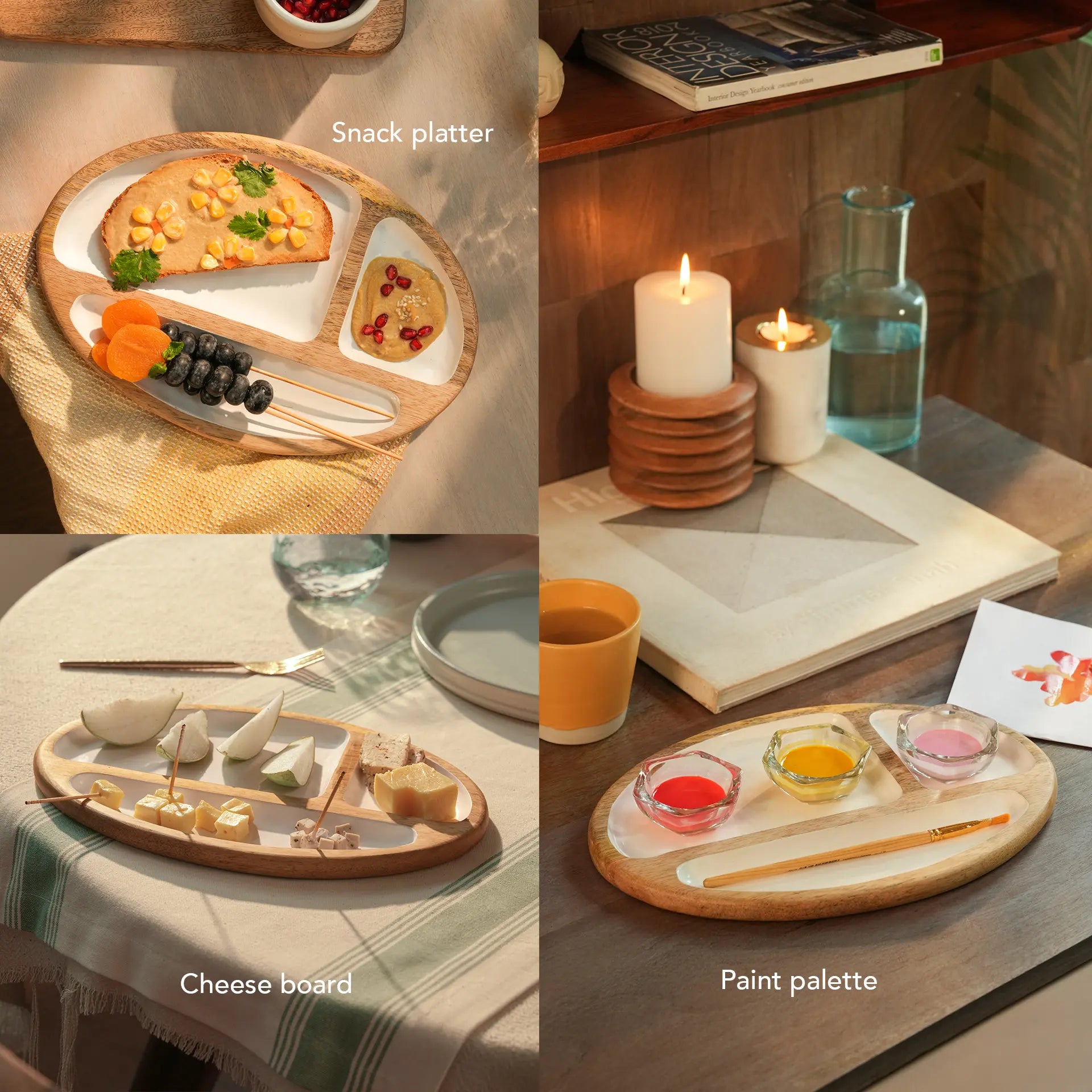 caramel enamelled wooden platter