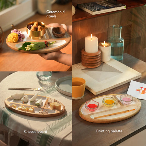 caramel enamelled wooden platter