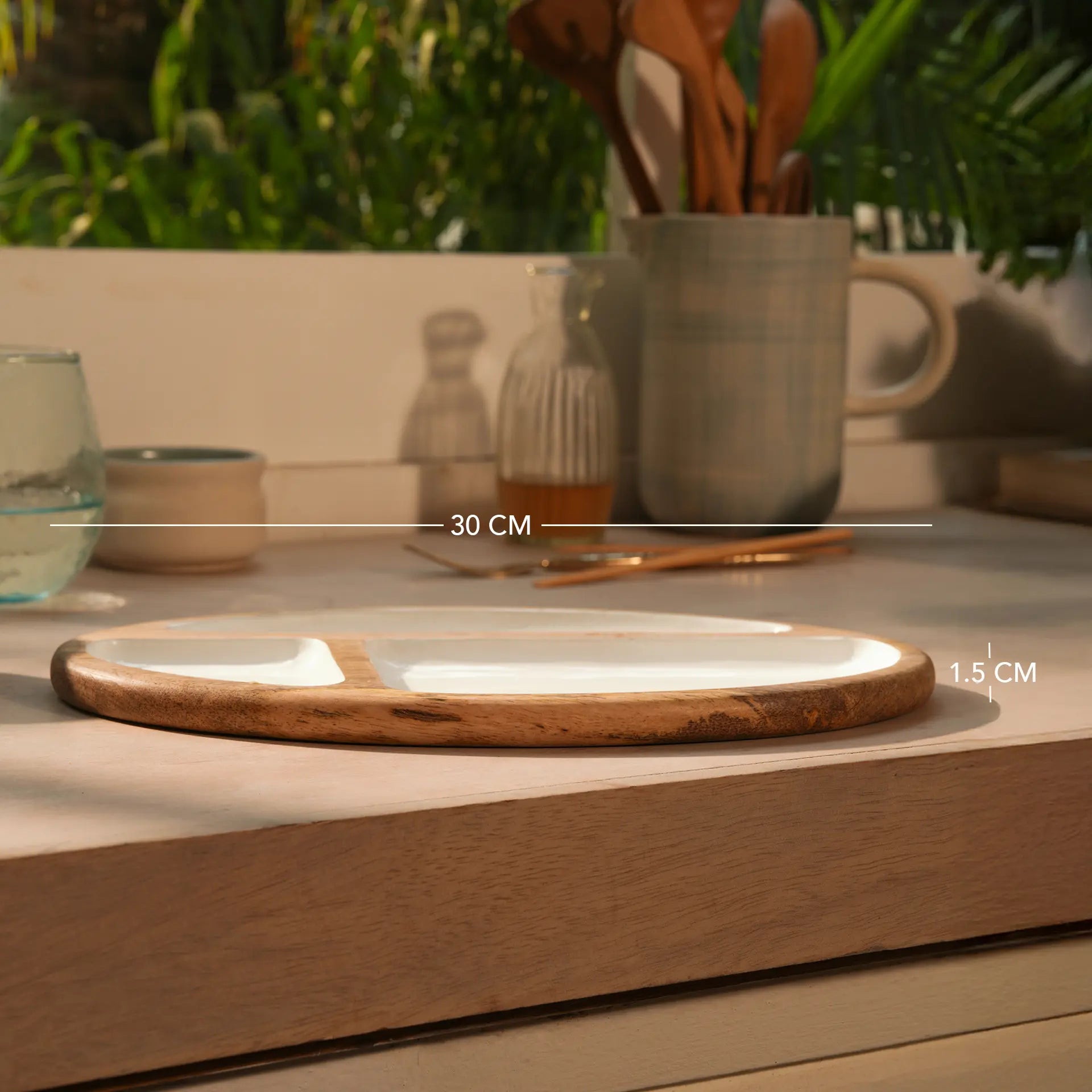 caramel enamelled wooden platter