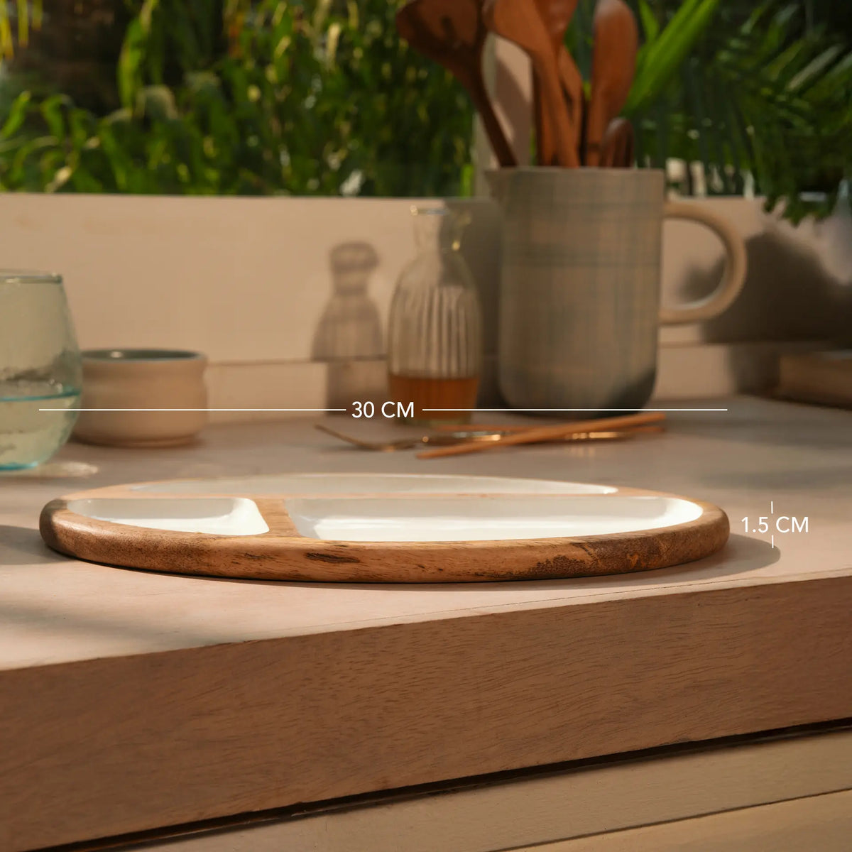 caramel enamelled wooden platter