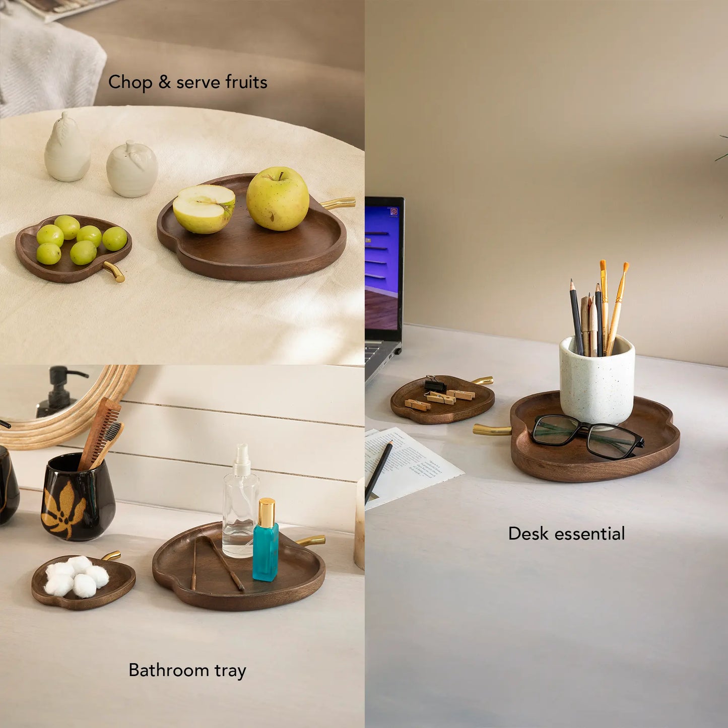Apple affair wooden platter - Set of 2