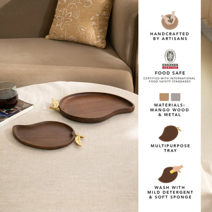 Mango memory wooden platter- set of 2