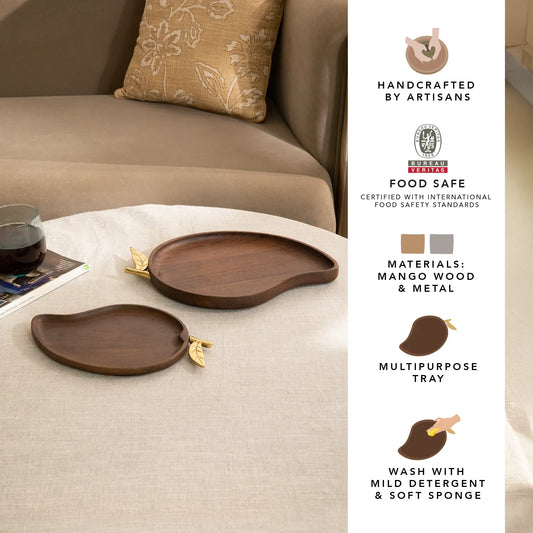 Mango memory wooden platter- set of 2