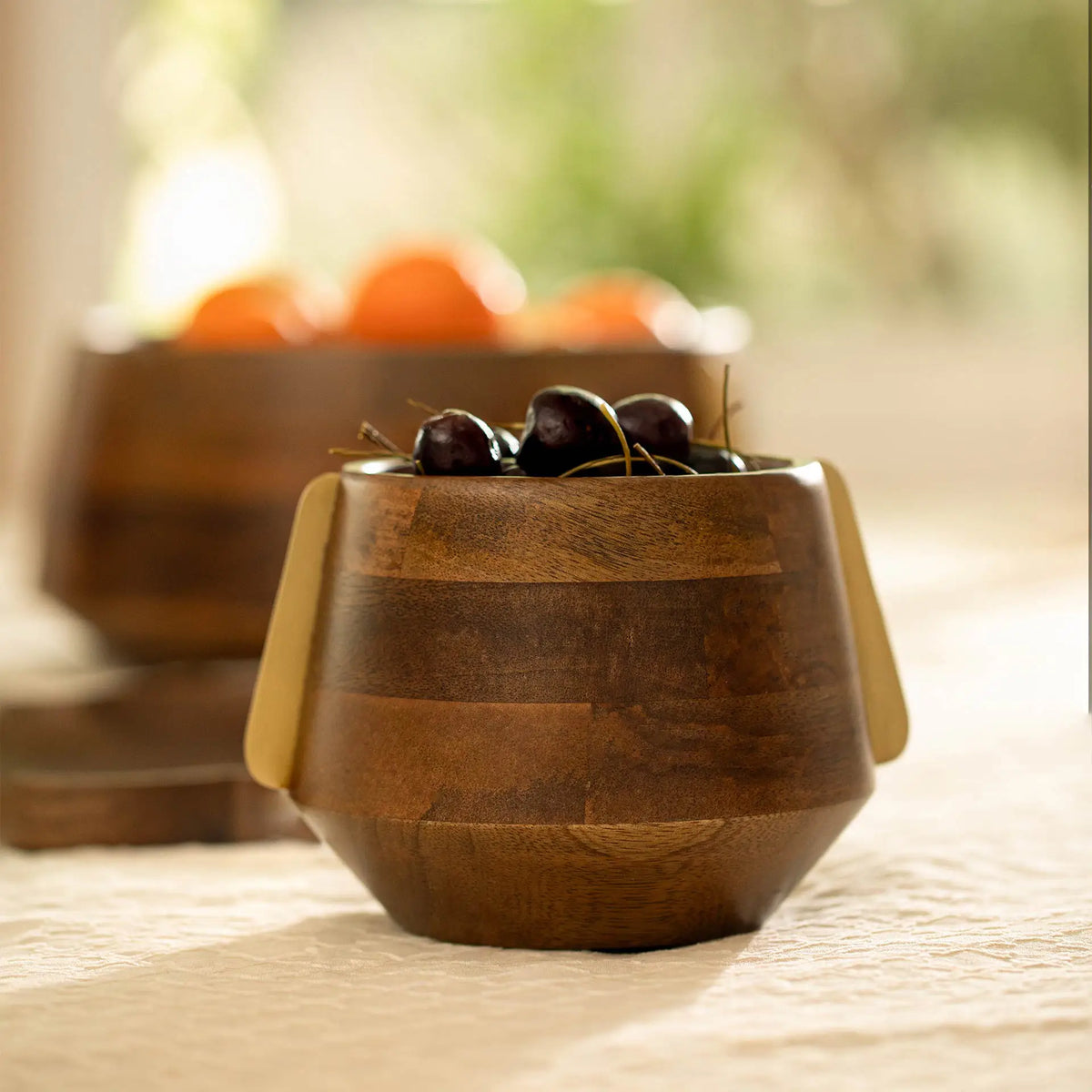 Aranya Wood Brass Nut Bowl - Small