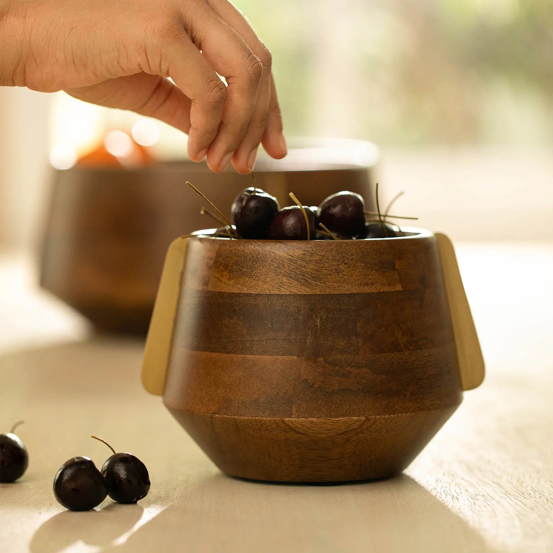 Aranya Wood Brass Nut Bowl - Small