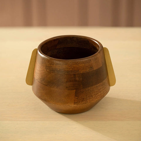 Aranya Wood Brass Nut Bowl - Small