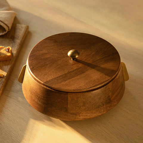 Aranya Wood Brass Roti Box