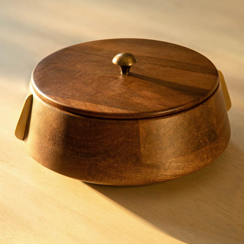 Aranya Wood Brass Roti Box