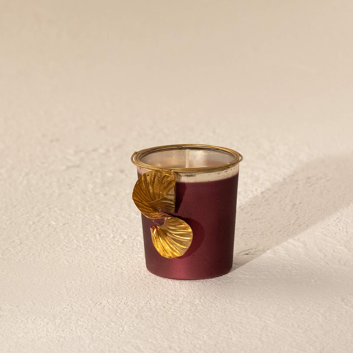Aura  Maroon Wax Filled Glass Votive