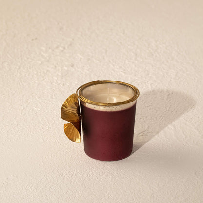 Aura  Maroon Wax Filled Glass Votive