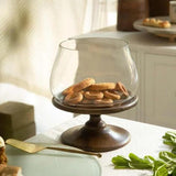 Vana Glass Hurricane W/ Wooden Stand - ellementry