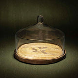Leaf Glass Cloche With Wooden Base