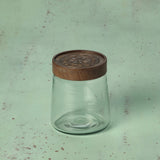 Clear Glass Jar With Metal Cladding Lid Small