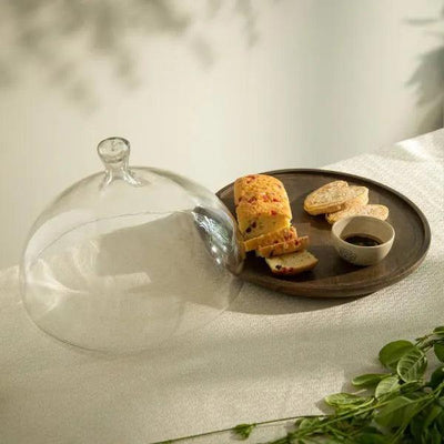 Clove Glass Cloche W/ Wooden Base - ellementry