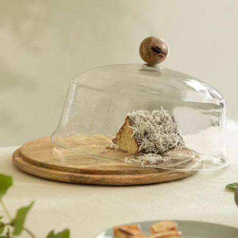 Alami Glass Cloche W/ Wooden Stand & Knob - ellementry