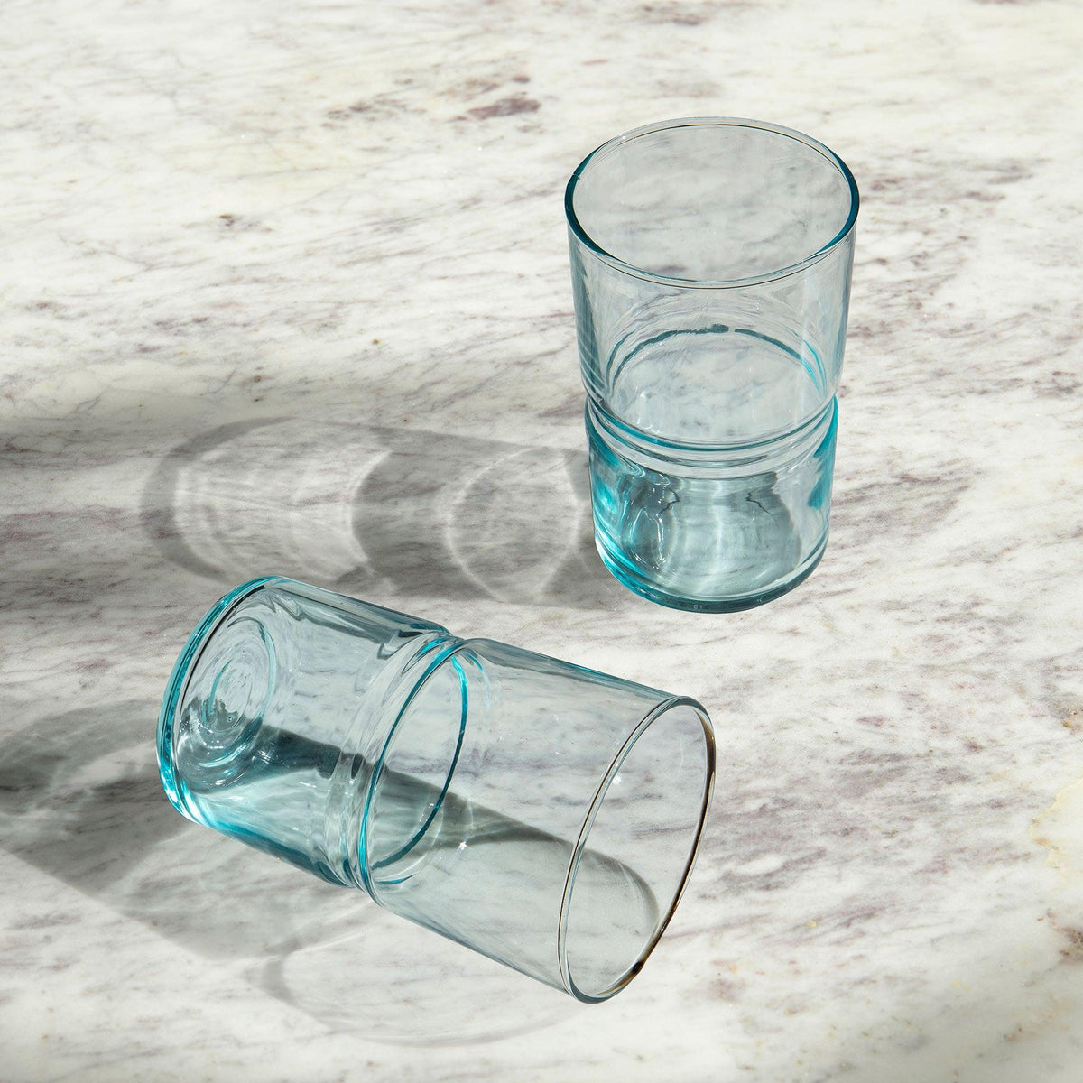 jove blue glass tumbler set of 2 (tall)