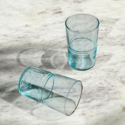 jove blue glass tumbler set of 2 (tall)