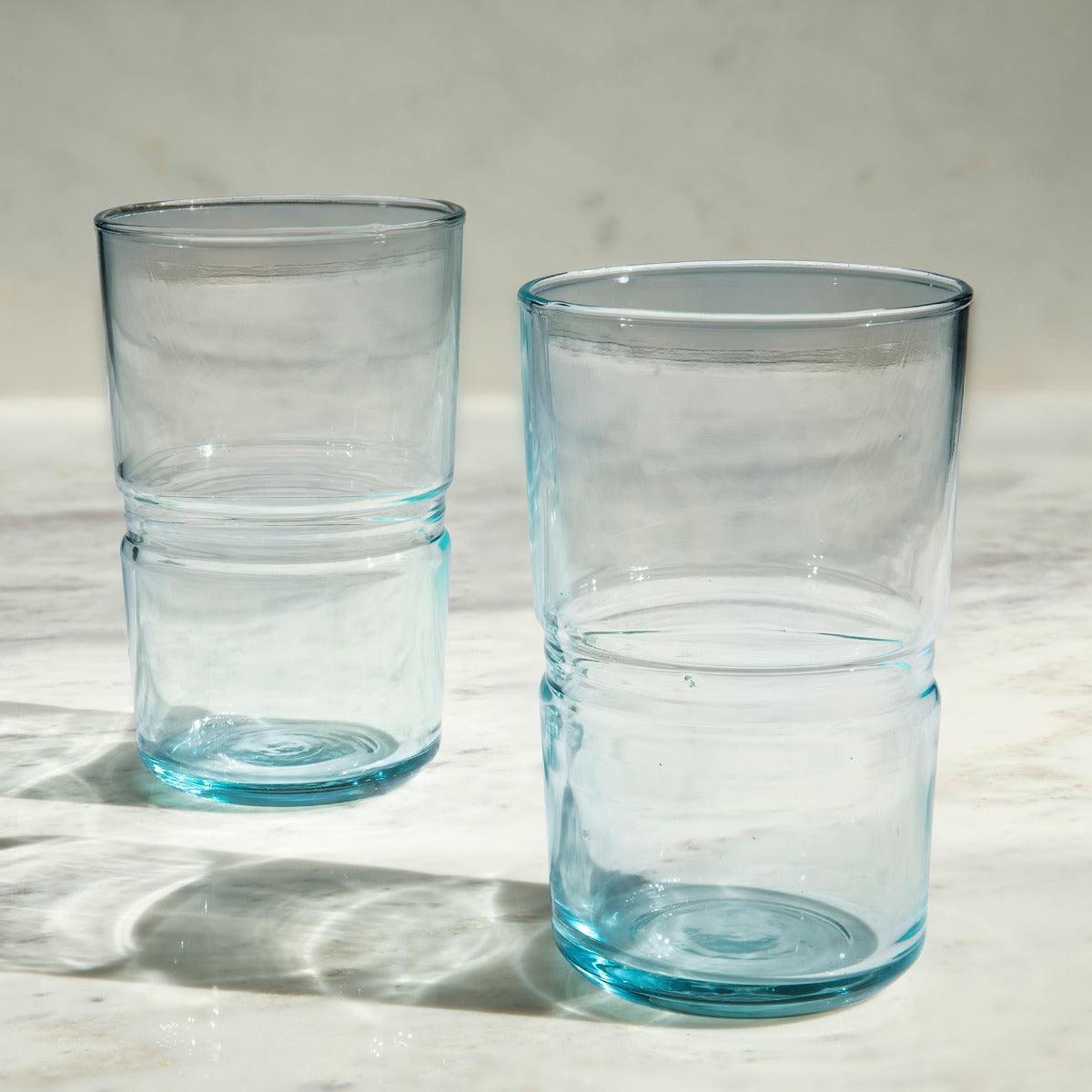 jove blue glass tumbler set of 2 (tall)