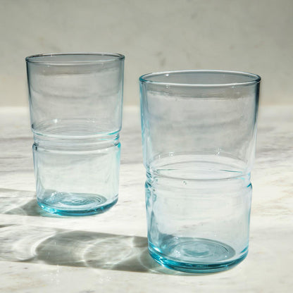 jove blue glass tumbler set of 2 (tall)