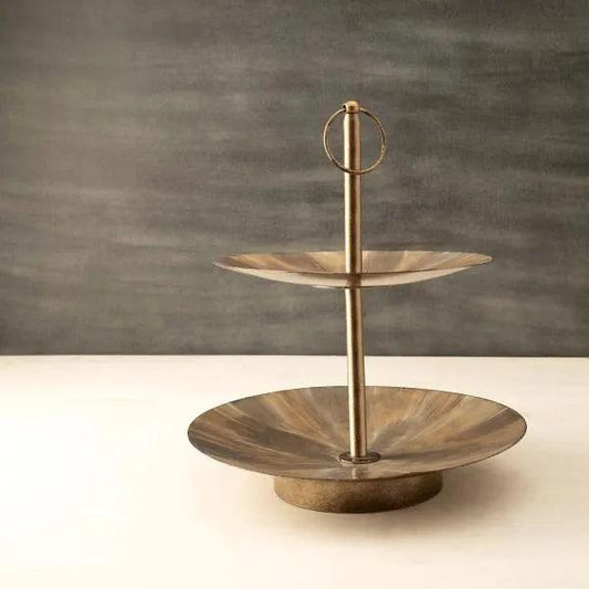 Beige Metal 2-Tier Cake Stand - ellementry
