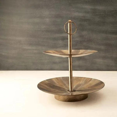 Beige Metal 2-Tier Cake Stand - ellementry