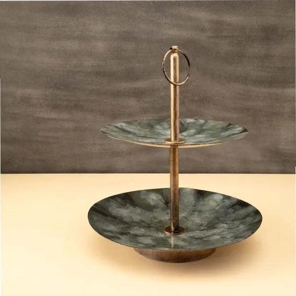 Inky Metal 2-Tier Cake Stand