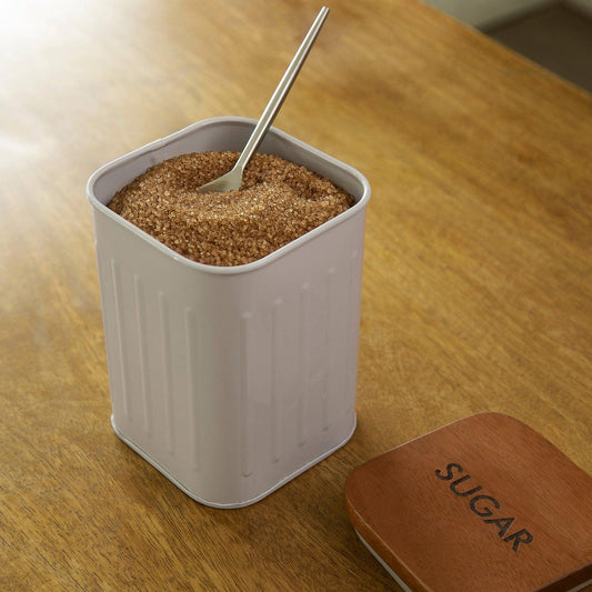 Foursquare Sugar Container With Wooden Lid