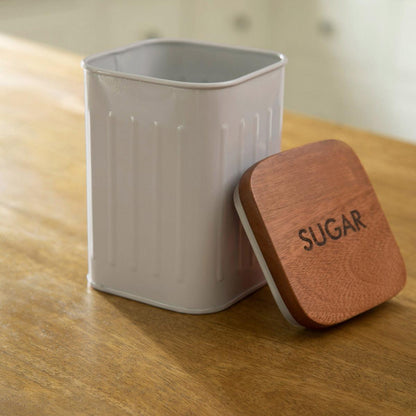 Foursquare Sugar Container With Wooden Lid