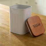 Foursquare Sugar Container With Wooden Lid