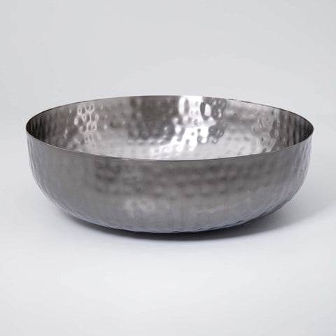 Silver & Black Hammered Metal Fruit Bowl- Large