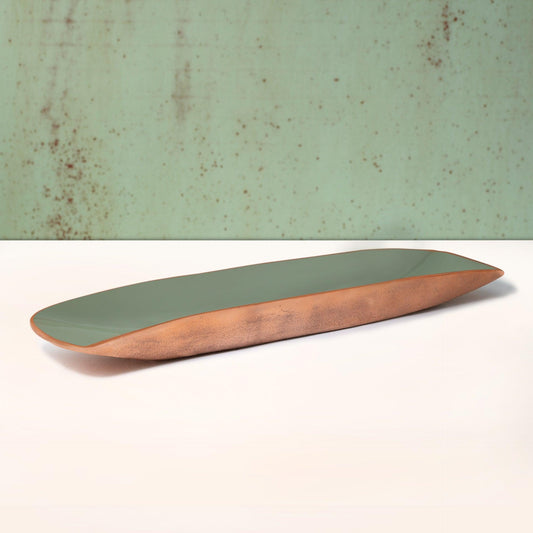 Sap Green Metal-Enamel Fusion Platter