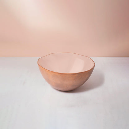 Metal Bowl Med Enamel Pink