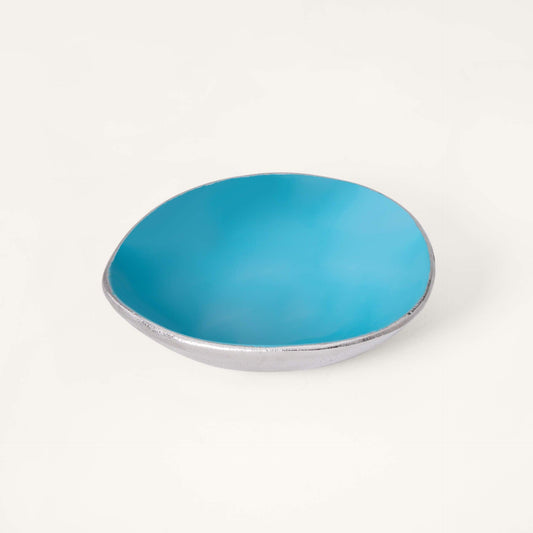 teal metal-enamel fusion platter- small - ellementry