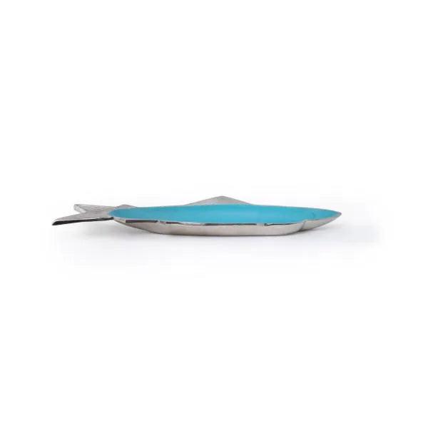 Teal Fish Metal-Enamel Fusion Platter