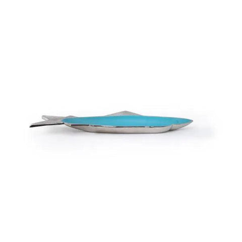 Teal Fish Metal-Enamel Fusion Platter - ellementry