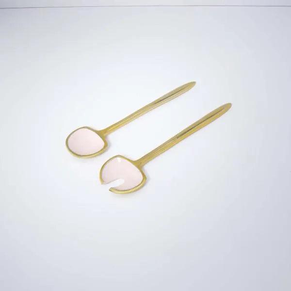 Pink Metal And Enamel Fusion Salad Servers (Set Of 2)