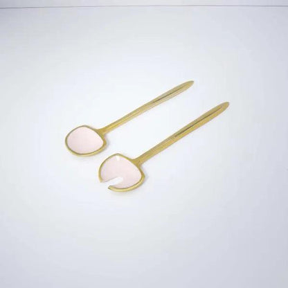 Pink Metal And Enamel Fusion Salad Servers (Set Of 2) - ellementry