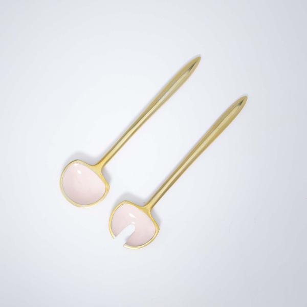 Pink Metal And Enamel Fusion Salad Servers (Set Of 2)