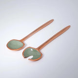 Sap Green Metal And Enamel Fusion Salad Servers (Set Of 2) - ellementry
