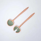 Sap Green Metal And Enamel Fusion Salad Servers (Set Of 2) - ellementry