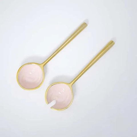 Pink Metal And Enamel Fusion Salad Spoon (Set Of 2) - ellementry