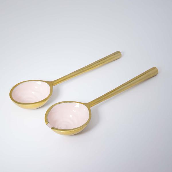 Pink Metal And Enamel Fusion Salad Spoon (Set Of 2)