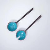 Teal Metal And Enamel Fusion Salad Spoon (Set Of 2) - ellementry