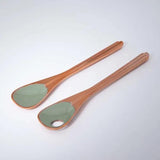 Sap Green Metal And Enamel Fusion Salad Set (Set Of 2) - ellementry