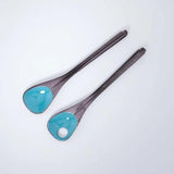 Teal Metal And Enamel Fusion Salad Set (Set Of 2) - ellementry