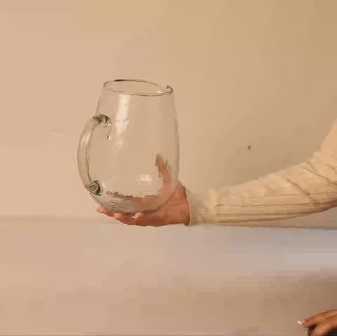 Dewy Glass Jug With Wooden Lid