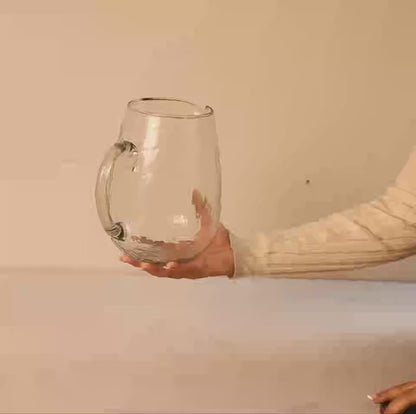 Dewy Glass Jug With Wooden Lid